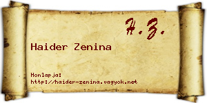 Haider Zenina névjegykártya